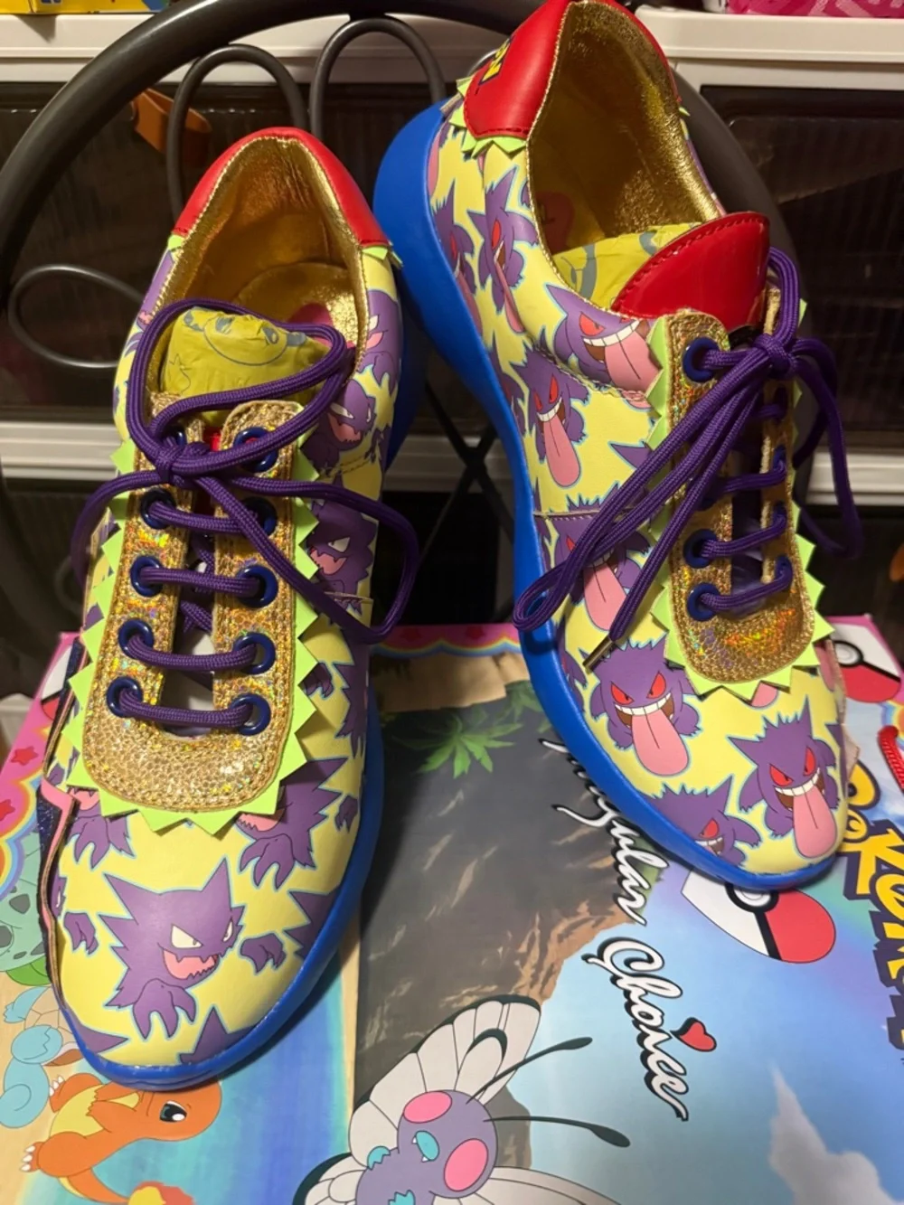 Irregular Choice Spooky Days Yellow Purple Blue Gengar Pokémon Athletic Shoes - Picture 2 of 4